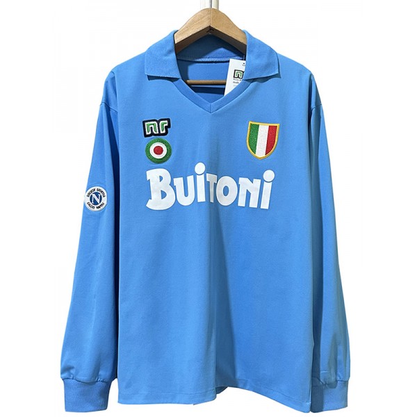Napoli casa maglia manica lunga retrò uniforme da calcio da uomo blu prima maglia da calcio abbigliamento sportivo 1987-1988