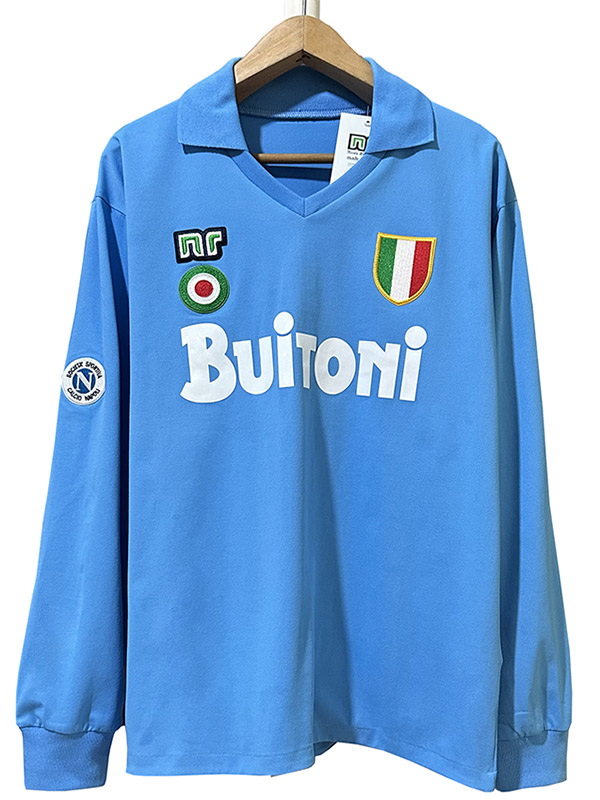 Napoli casa maglia manica lunga retrò uniforme da calcio da uomo blu prima maglia da calcio abbigliamento sportivo 1987-1988