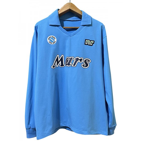 Napoli casa retro maglia manica lunga divisa da calcio da uomo prima maglia da calcio blu per abbigliamento sportivo 1988-1989