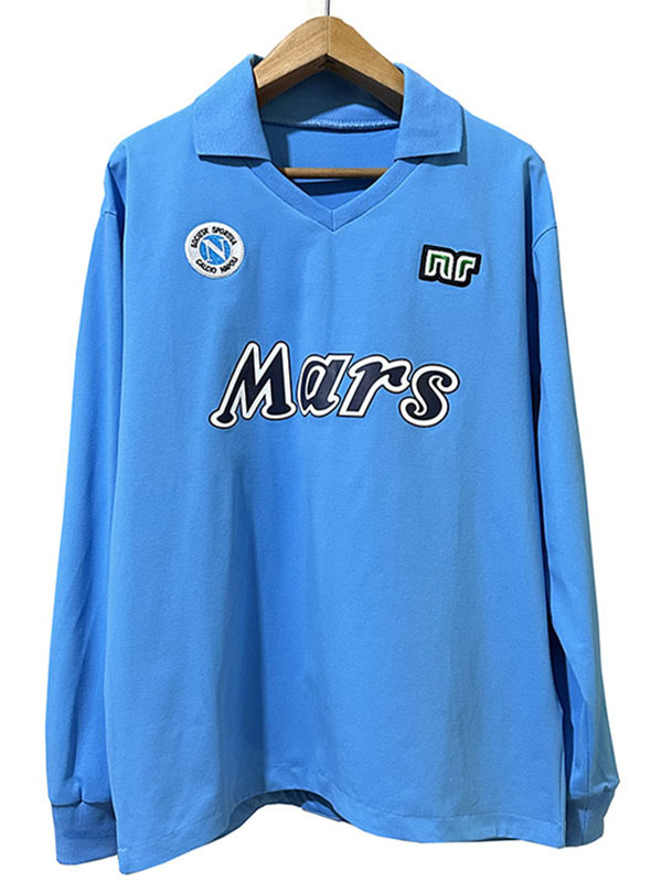 Napoli casa retro maglia manica lunga divisa da calcio da uomo prima maglia da calcio blu per abbigliamento sportivo 1988-1989