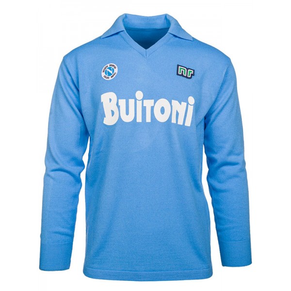 Napoli casa retro maglia manica lunga prima maglia da calcio da uomo divisa da calcio 1986-1987