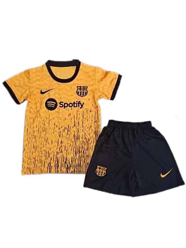 Barcelona maglia da calcio speciale per bambini kit per bambini mini magliette da calcio gialle uniformi giovanili 2023-2024