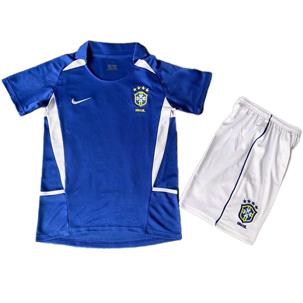 Brazil maglia da calcio retrò per bambini da trasferta kit da calcio per bambini seconda mini maglia da calcio vintage uniformi giovanili 2002