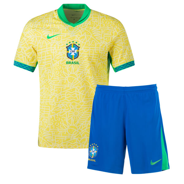 Brazil maglia da casa per bambini kit da calcio per bambini prima mini maglia da calcio divise giovanili 2024-2025