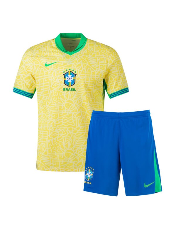 Brazil maglia da casa per bambini kit da calcio per bambini prima mini maglia da calcio divise giovanili 2024-2025