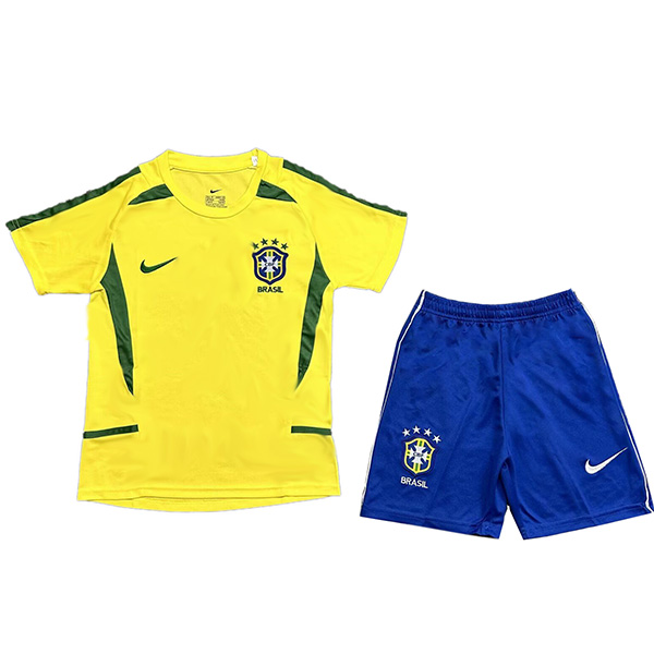 Brazil maglia retrò per bambini di casa kit da calcio per bambini vintage prima mini maglia da calcio divise giovanili 2002