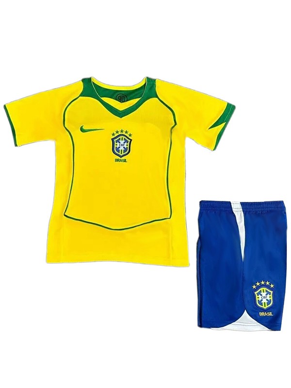 Brazil maglia retrò per bambini di casa kit da calcio per bambini vintage prima mini maglia da calcio divise giovanili 2004