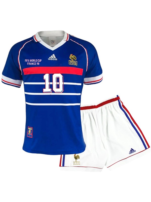 France maglia retrò per bambini di casa kit da calcio per bambini vintage prima mini maglia da calcio divise giovanili 1998
