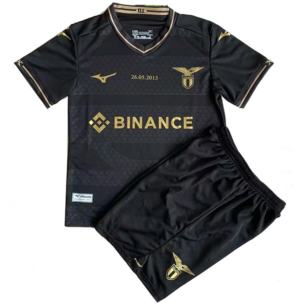 Lazio maglia da calcio per bambini del 10 ° anniversario kit da calcio per bambini mini magliette da calcio nere uniformi giovanili 2023-2024
