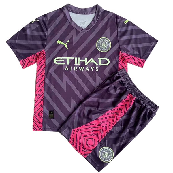 Manchester City edizione speciale maglia viola kit per bambini mini magliette da calcio per bambini uniformi giovanili 2023-2024