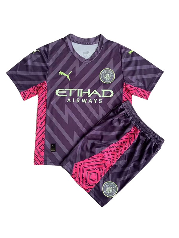 Manchester City edizione speciale maglia viola kit per bambini mini magliette da calcio per bambini uniformi giovanili 2023-2024