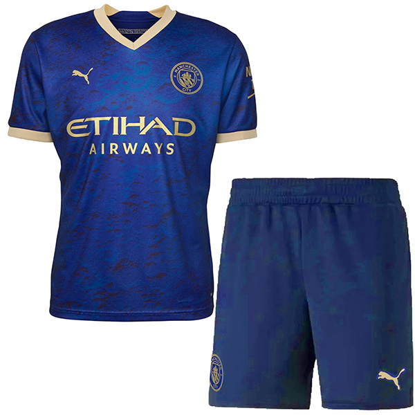 Manchester City Special Kids Kit Calcio Bambini Maglia da Calcio Blu Mini Divise Giovanili 2023-2024