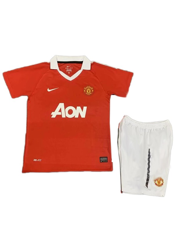 Manchester united maglia retrò per bambini di casa kit da calcio per bambini prima maglia da calcio vintage mini uniformi giovanili 2010-2011