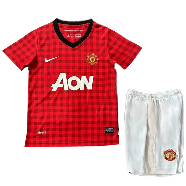 Manchester united maglia retrò per bambini di casa kit da calcio per bambini prima maglia da calcio vintage mini uniformi giovanili 2012-2013