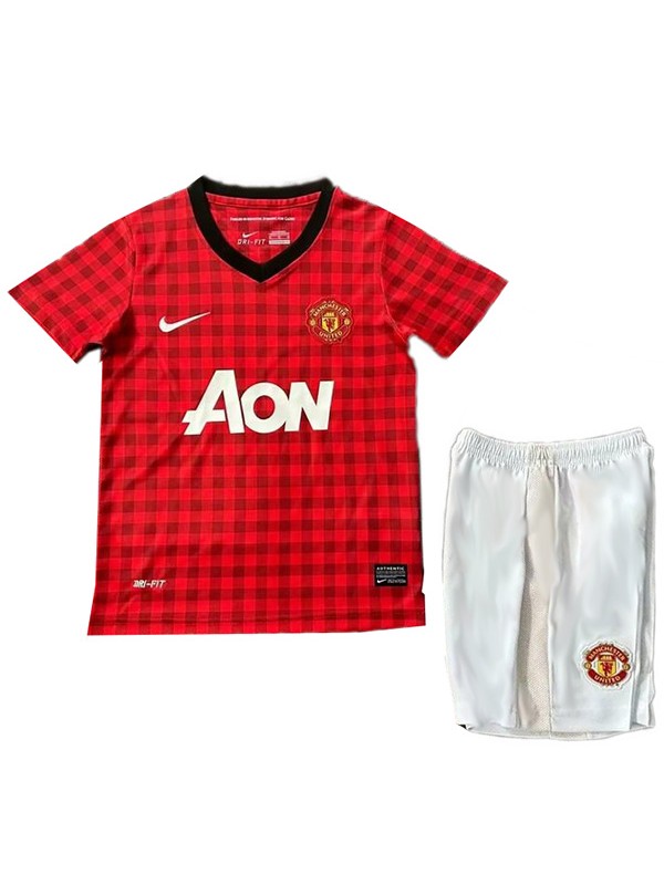 Manchester united maglia retrò per bambini di casa kit da calcio per bambini prima maglia da calcio vintage mini uniformi giovanili 2012-2013