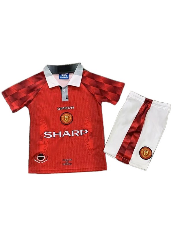 Manchester united maglia retrò per bambini di casa kit da calcio per bambini prima maglia da calcio vintage mini uniformi giovanili 1996-1998