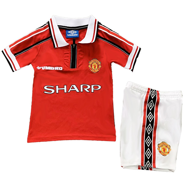 Manchester united maglia retrò per bambini di casa kit da calcio per bambini prima maglia da calcio vintage mini uniformi giovanili 1998-1999