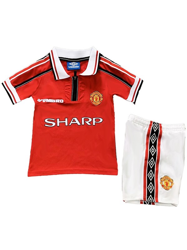 Manchester united maglia retrò per bambini di casa kit da calcio per bambini prima maglia da calcio vintage mini uniformi giovanili 1998-1999