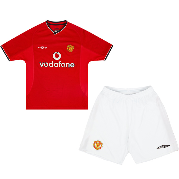Manchester united maglia retrò per bambini di casa kit da calcio per bambini prima maglia da calcio vintage mini uniformi giovanili 2000-2002