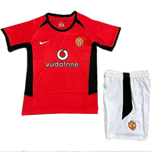 Manchester united maglia retrò per bambini di casa kit da calcio per bambini prima maglia da calcio vintage mini uniformi giovanili 2002-2004