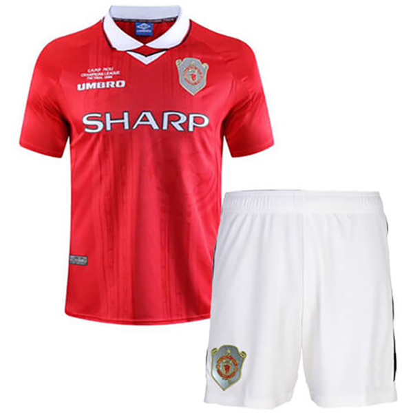 Manchester United maglia retrò per bambini di casa kit da calcio per bambini prima maglia da calcio vintage mini uniformi giovanili 1999-2000