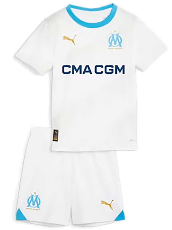 Olympique de Marseille maglia da casa per bambini kit da calcio per bambini, prima mini maglia da calcio, uniformi giovanili 2023-2024