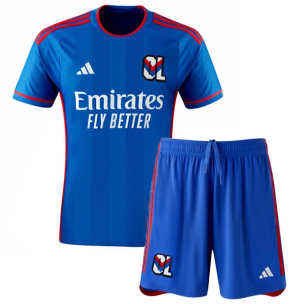 Olympique Lyonnais maglia da trasferta per bambini kit da calcio lyon per bambini seconda mini maglia da calcio divise giovanili 2023-2024