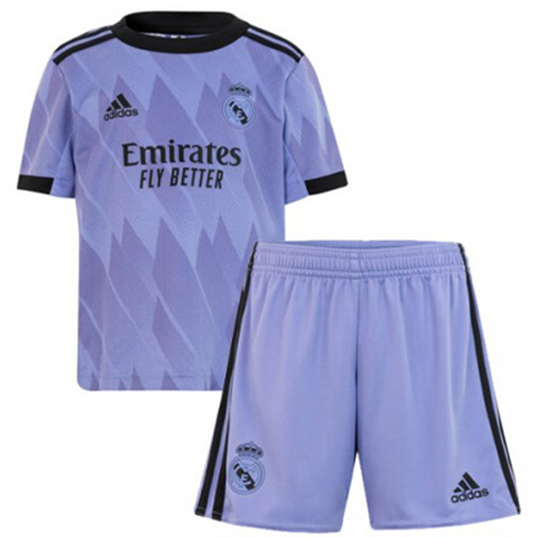 Real Madrid seconda kit da trasferta per bambini del maglia da calcio per bambini maglia da calcio viola divise giovanili 2022-2023