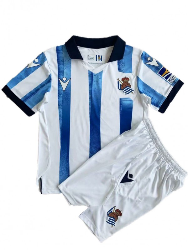 Real Sociedad maglia da casa per bambini kit da calcio bambini prima mini maglia da calcio uniformi giovanili 2023-2024