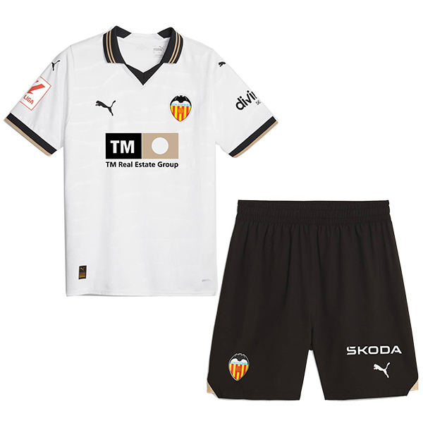 Valencia maglia da casa per bambini kit da calcio per bambini, prima mini maglia da calcio, uniformi giovanili 2023-2024