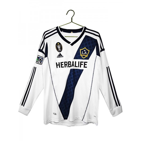 LA Galaxy maglia retrò home a maniche lunghe uniforme vintage da calcio prima maglia sportiva del kit da calcio da uomo 2012