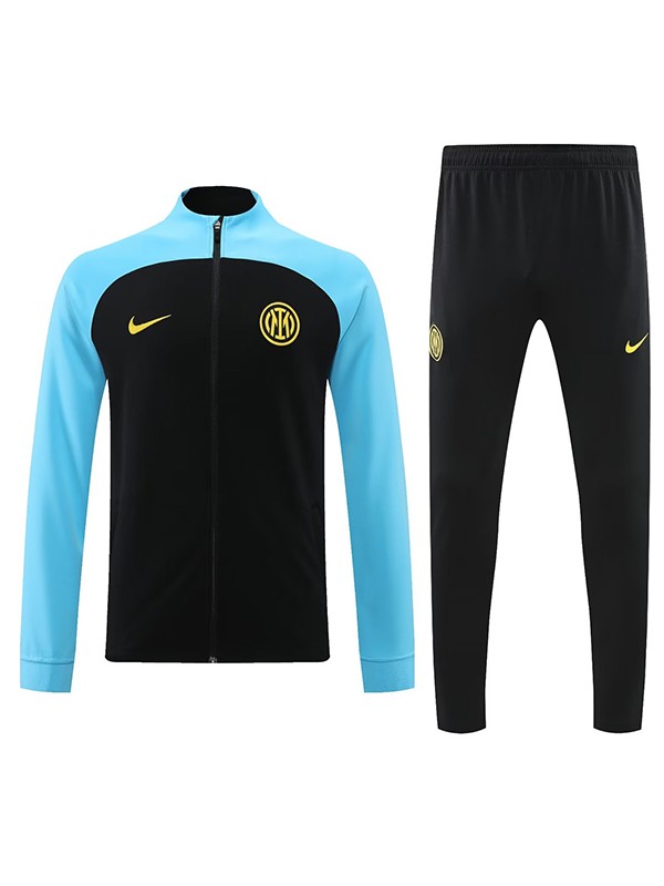 Inter milan giacca nero calcio abbigliamento sportivo tuta ciano cerniera lampo uniforme kit da allenamento da uomo cappotto da calcio all'aperto 2022-2023