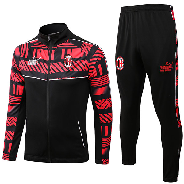 AC Milan giacca tuta sportiva da calcio nera tuta da allenamento da uomo con cerniera completa cappotto rosso da calcio all'aperto 2022-2023