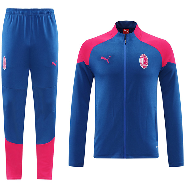 AC Milan giacca da calcio tuta sportiva da calcio tuta da allenamento con cerniera completa kit da allenamento blu scuro cappotto da calcio per esterni 2024-2025