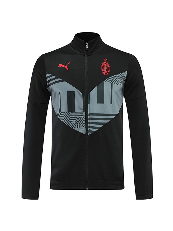 AC Milan giacca da calcio abbigliamento sportivo tuta da uomo con cerniera completa kit da allenamento atletico da calcio all'aperto cappotto nero 2022-2023