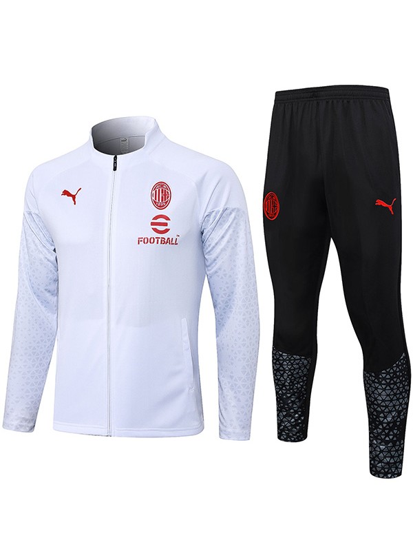 AC milan jacket football sportswear tracksuit long zip white black uniform men's training kit outdoor soccer coat 2023-2024