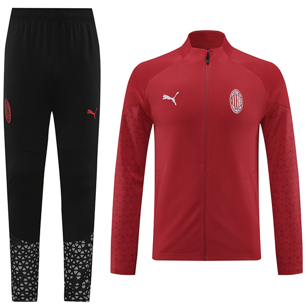 AC milan jacket football sportswear tracksuit long zipper uniform men's training red kit outdoor soccer coat 2024