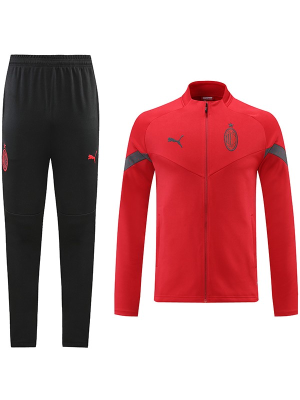 AC Milan giacca rossa abbigliamento sportivo tuta tuta da allenamento da uomo con cerniera completa cappotto da calcio all'aperto 2022-2023