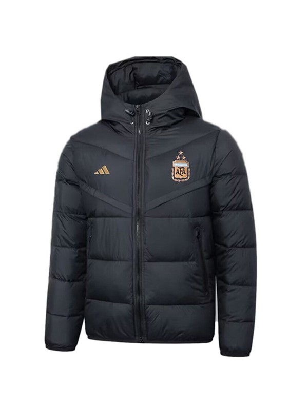 Argentina hoodie cotton-padded jacket football sportswear tracksuit full zipper men's training black kit outdoor soccer coat 2024