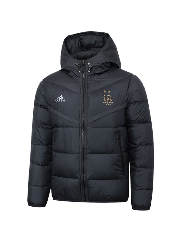 Argentina hoodie cotton-padded jacket football sportswear tracksuit full zipper men's training kit black outdoor soccer coat 2024