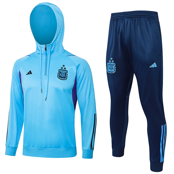 Argentina hoodie jacket football sportswear tracksuit zipper uniform men's training kit outdoor light blue soccer coat 2024