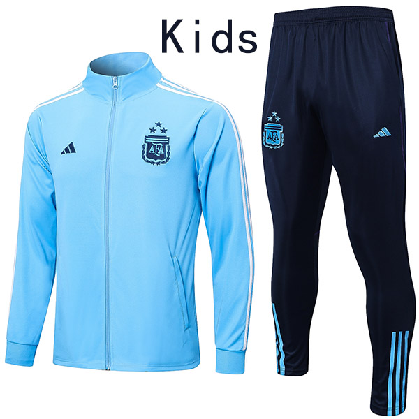 Argentina jacket kids kit blue football sportswear tracksuit long zipper youth training uniform outdoor children soccer coat 2023-2024