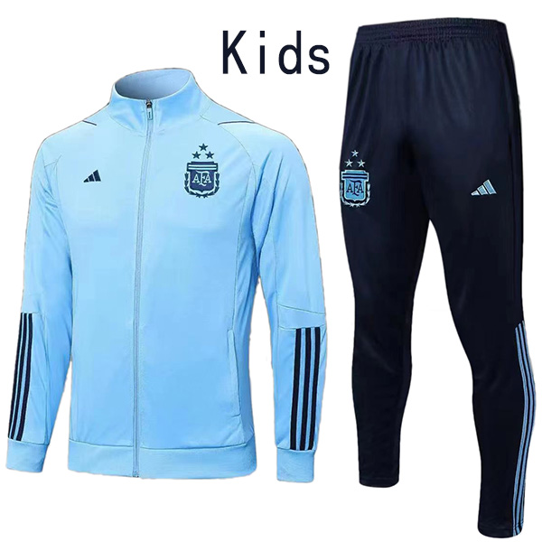 Argentina giacca per bambini kit abbigliamento sportivo da calcio tuta blu cerniera lunga allenamento giovanile uniforme cappotto da calcio per bambini all'aperto 2022-2023