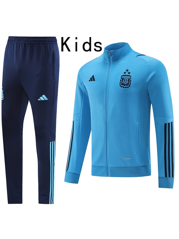 Argentina jacket kids kit football sportswear tracksuit blue long zipper youth training uniform outdoor children soccer coat 2023-2024