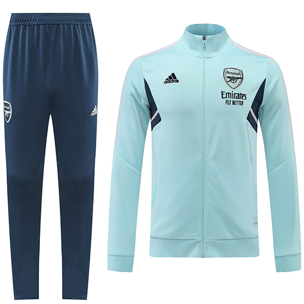 Arsenal giacca ciano calcio abbigliamento sportivo tuta cerniera completa uniforme da uomo kit di allenamento cappotto di calcio all'aperto 2022-2023