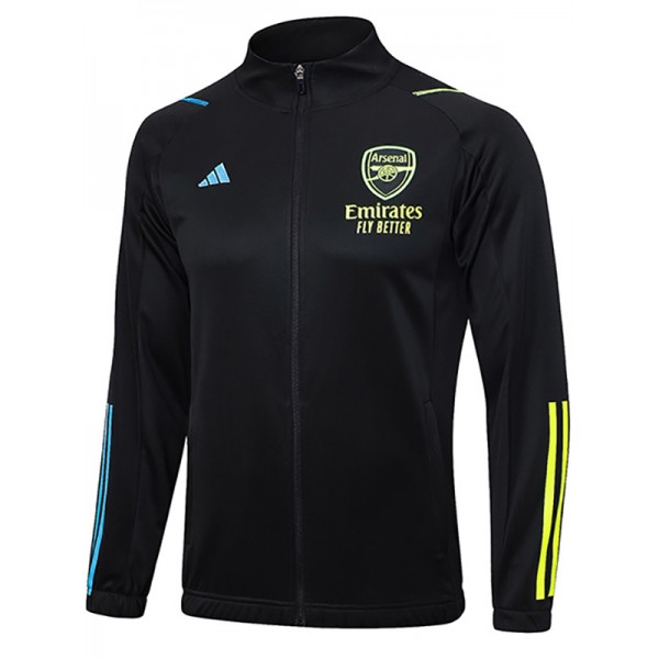 Arsenal giacca da calcio abbigliamento sportivo tuta nera cerniera completa uniforme kit da allenamento da uomo cappotto da calcio all'aperto 2023-2024