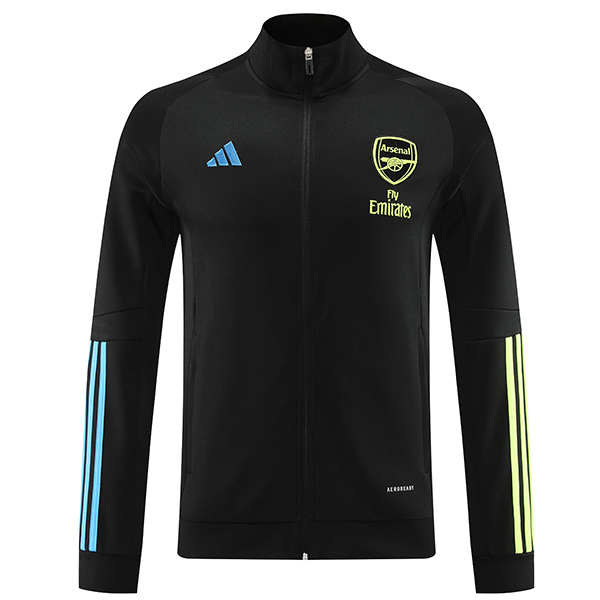 Arsenal giacca da calcio abbigliamento sportivo tuta nero giallo cerniera completa uniforme kit da allenamento da uomo cappotto da calcio all'aperto 2023-2024