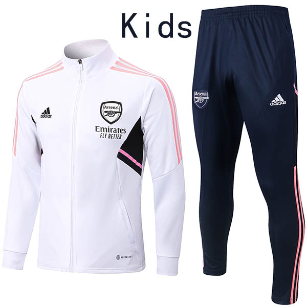 Arsenal giacca bambini kit calcio abbigliamento sportivo tuta bianca lunga cerniera formazione giovanile uniforme all'aperto bambini calcio cappotto 2022-2023