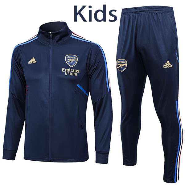 Arsenal giacca per bambini kit tuta sportiva da calcio blu tuta con cerniera completa uniforme da allenamento per bambini cappotto da calcio per bambini all'aperto 2023-2024