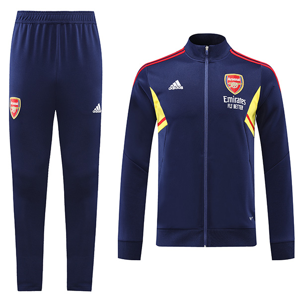 Arsenal giacca blu navy abbigliamento sportivo tuta tuta da allenamento da uomo con cerniera completa cappotto da calcio all'aperto 2022-2023